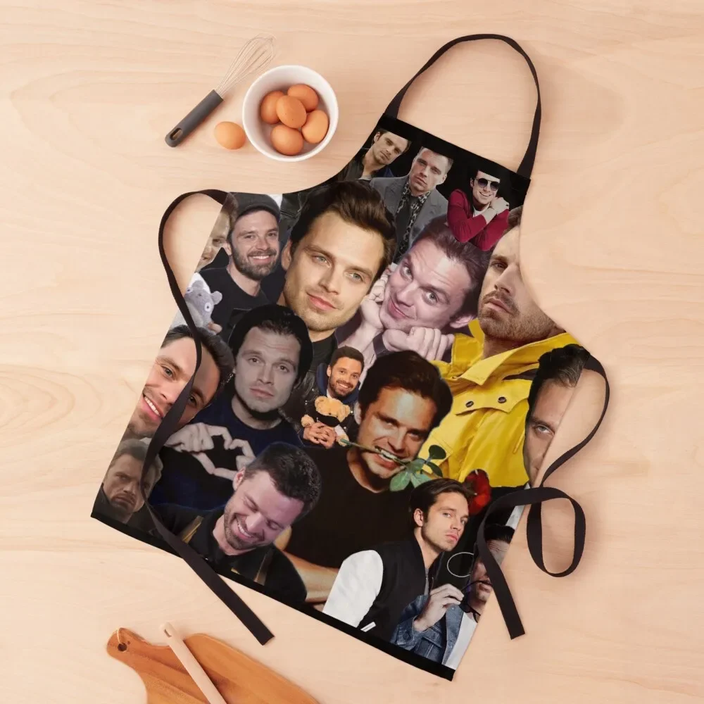 sebastian stan photo collage Apron Restaurant Kitchen Equipment Womens Dresses Restaurant Bib For Kitchen Apron