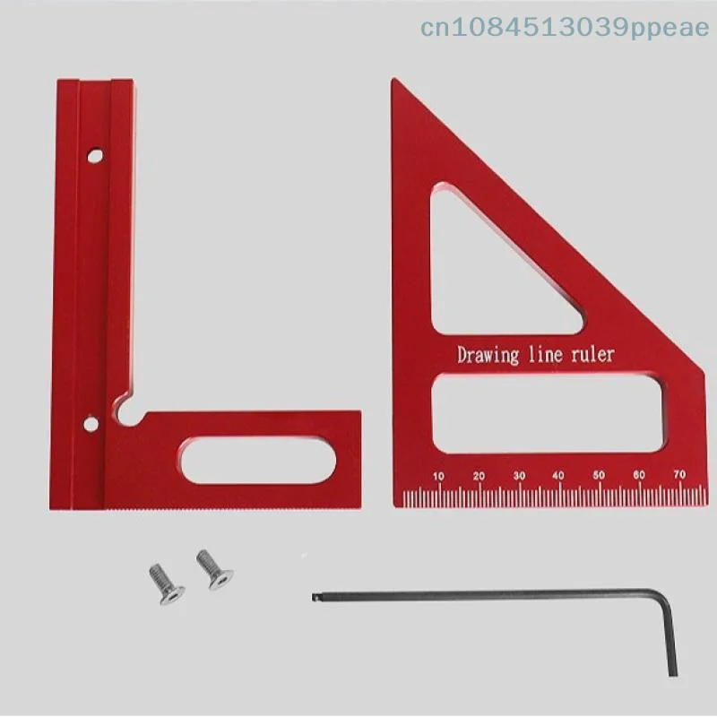 ثلاثية الأبعاد متعددة زاوية الألومنيوم الأحمر مسطرة قياس 45/90 درجة النجارة مربع المنقلة رسم خط ميتري مثلث أداة تخطيط