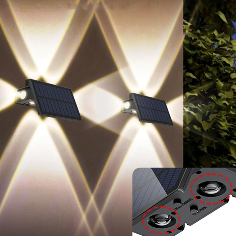 J6PD 2/4PCS Courtyard Courtyard Lâmpada parede Solar Fence Light Four