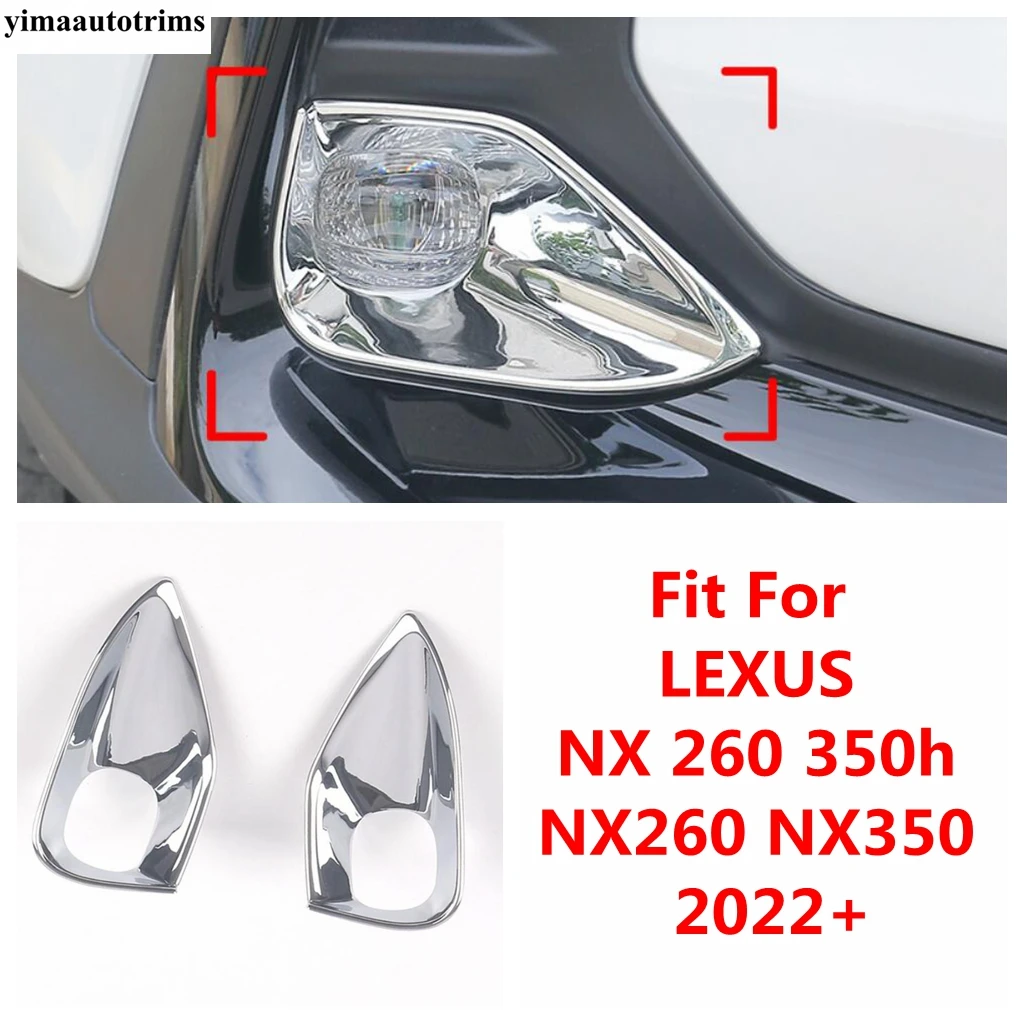 

Car Front Fog Lamp Light Frame Ring Cover Trim For LEXUS NX 260 350h NX260 NX350h 2022 2023 2024 ABS Chrome Accessories Exterior