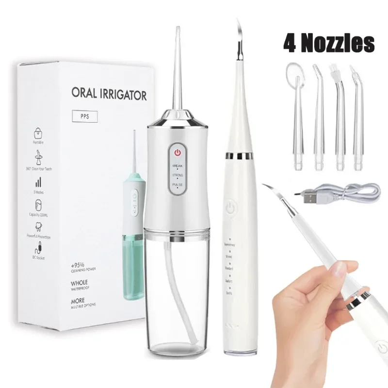 Portable Smart Electric Oral Irrigator Water Flosser 4 Jets 3 Modes Rechargeable Dental Water Jet Irrigator Dental Teeth Cleaner