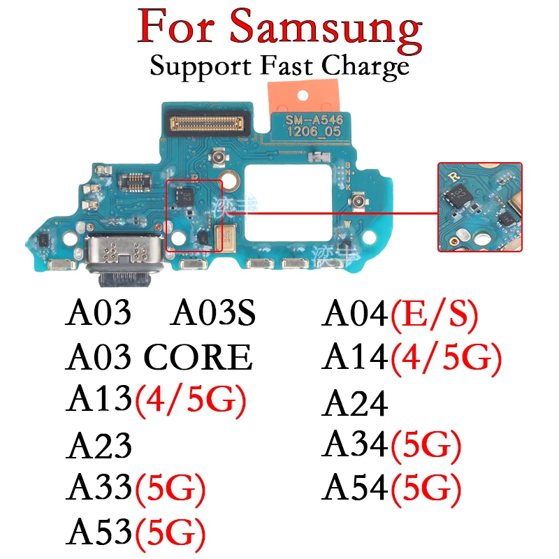 Charging Board For Samsung Galaxy A03 Core A03S A13 A23 A33 A53 A04E A04S A14 A24 A34 A54 4G 5G USB Dock Connector Fast Port