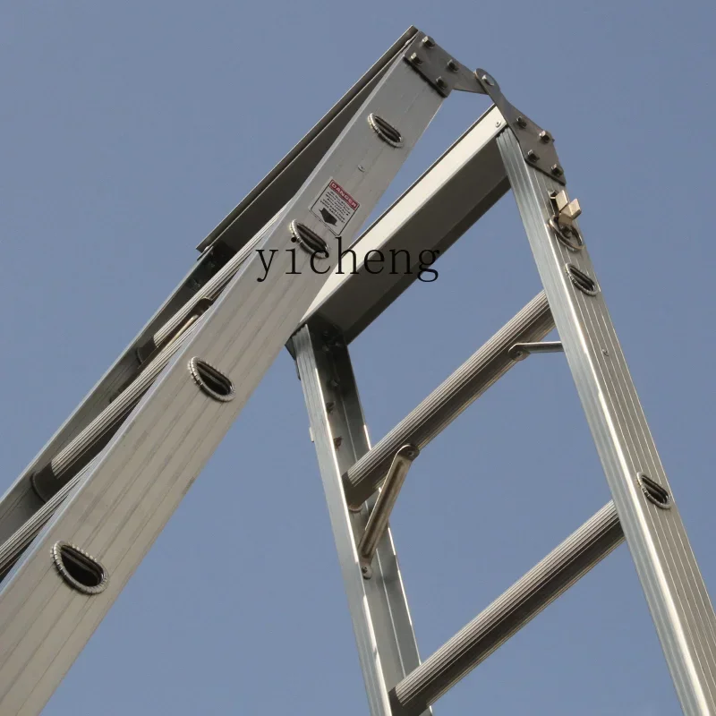 سلم متعرج مزدوج قابل للطي، سلم منزلي متعدد الوظائف مصنوع من سبائك الألومنيوم #2