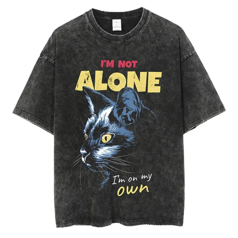 

A brand-new cat and dog cartoon pattern trendy printed 100% pure cotton men's casual and comfortable top for the summer of 2025