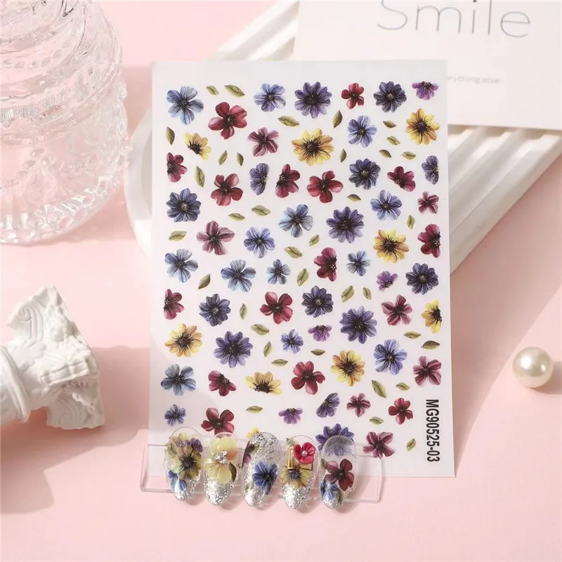 New Small Nail Art Flower Stickers Nail Sliders Decals Nail Sticker Decoration Beauty Top Quality