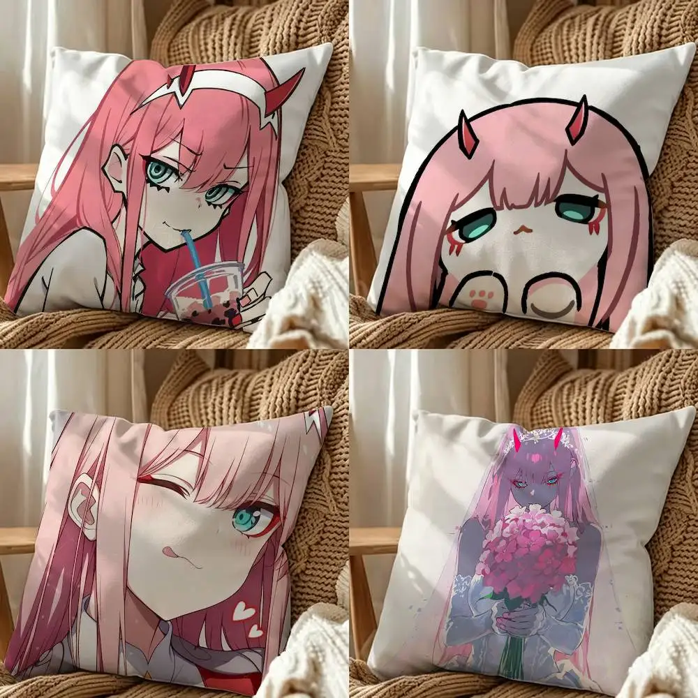 Hot-selling 02 Zero Two Square Double-Sided Printed Pillow Case Sofa Cushion Cover Bedroom Bedside Decor