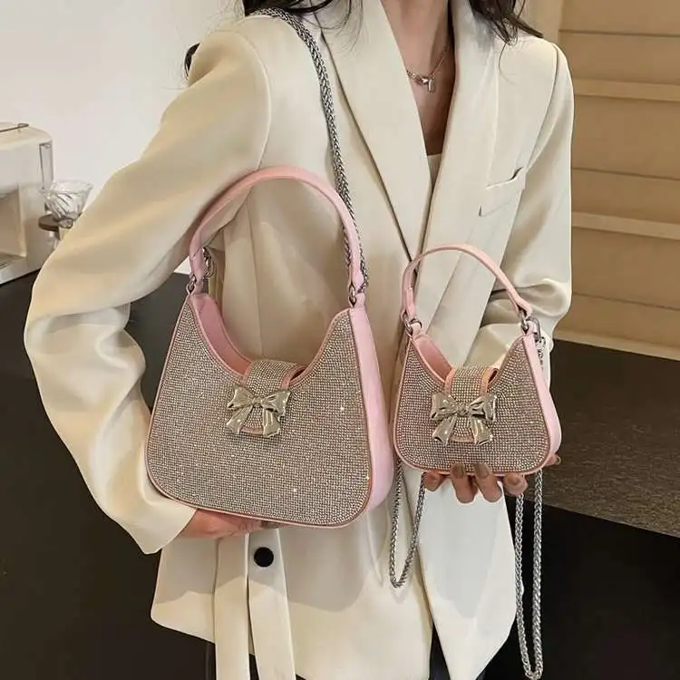 

Korean Style Casual Diamond Embedded Women's Handbag Fashionable Urban Minimalist Underarm Bag Spring Summer New Model