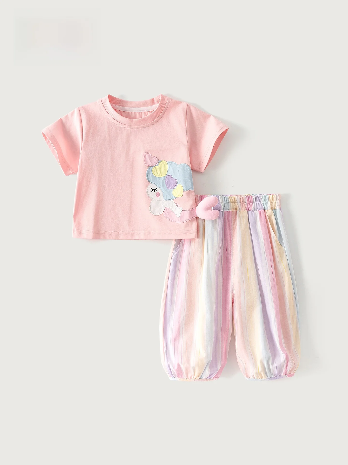 summer-new-style-thin-casual-mermaid-decoration-pants-set-for-baby-girls-lightweight-breathable-cool-sensation