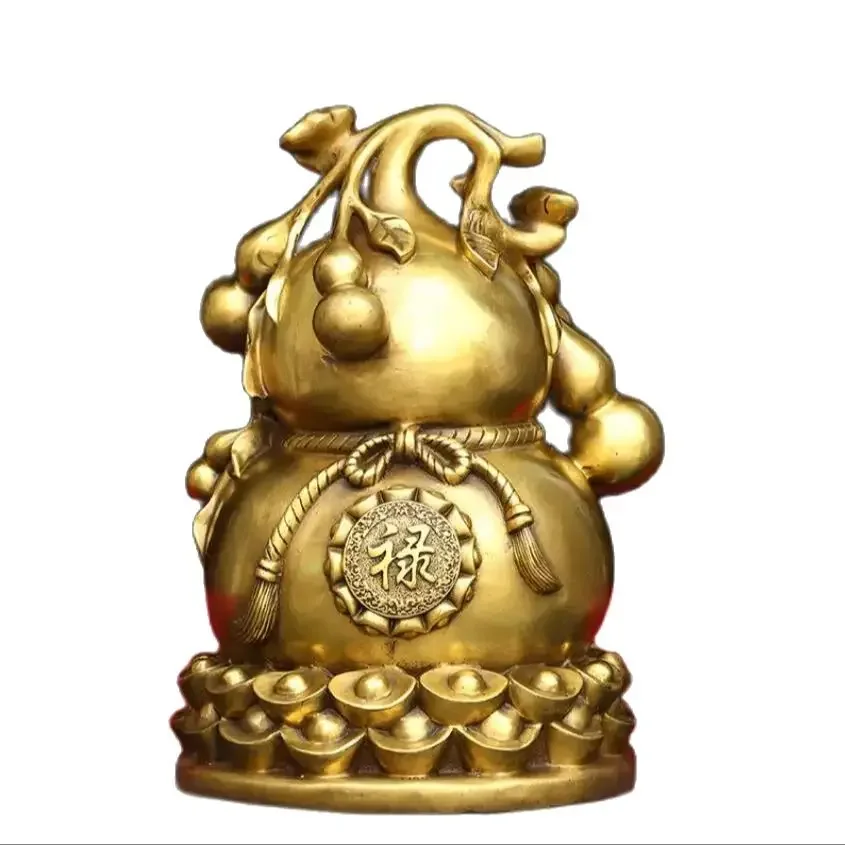 Copper gourd ornaments, pure copper, fortune, wealth, auspiciousness, and auspiciousness, Wanfu home and office handicrafts