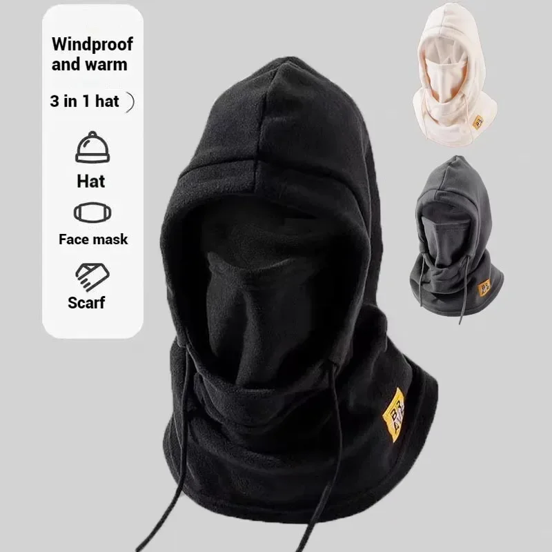 Winter 3-in-1 Sturmhaube Winddichte Warme Polar-Fleece Motorrad-Mütze Kälteschutz Nackenschutz Verstellbarer Schal Kapuzenmaske
