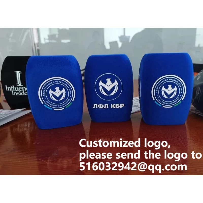 Flocking Square Microphone Foam Custom Logo Mic Sponge With Printing Triangle Windshield Mic Windproof For TV Stations Interview