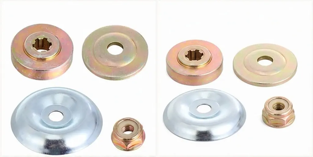 4Pcs Lawn Mower Parts Lower Pressing Plates Protection Cover Nut for Universal Rotary Mower Head Protector Repair Kit