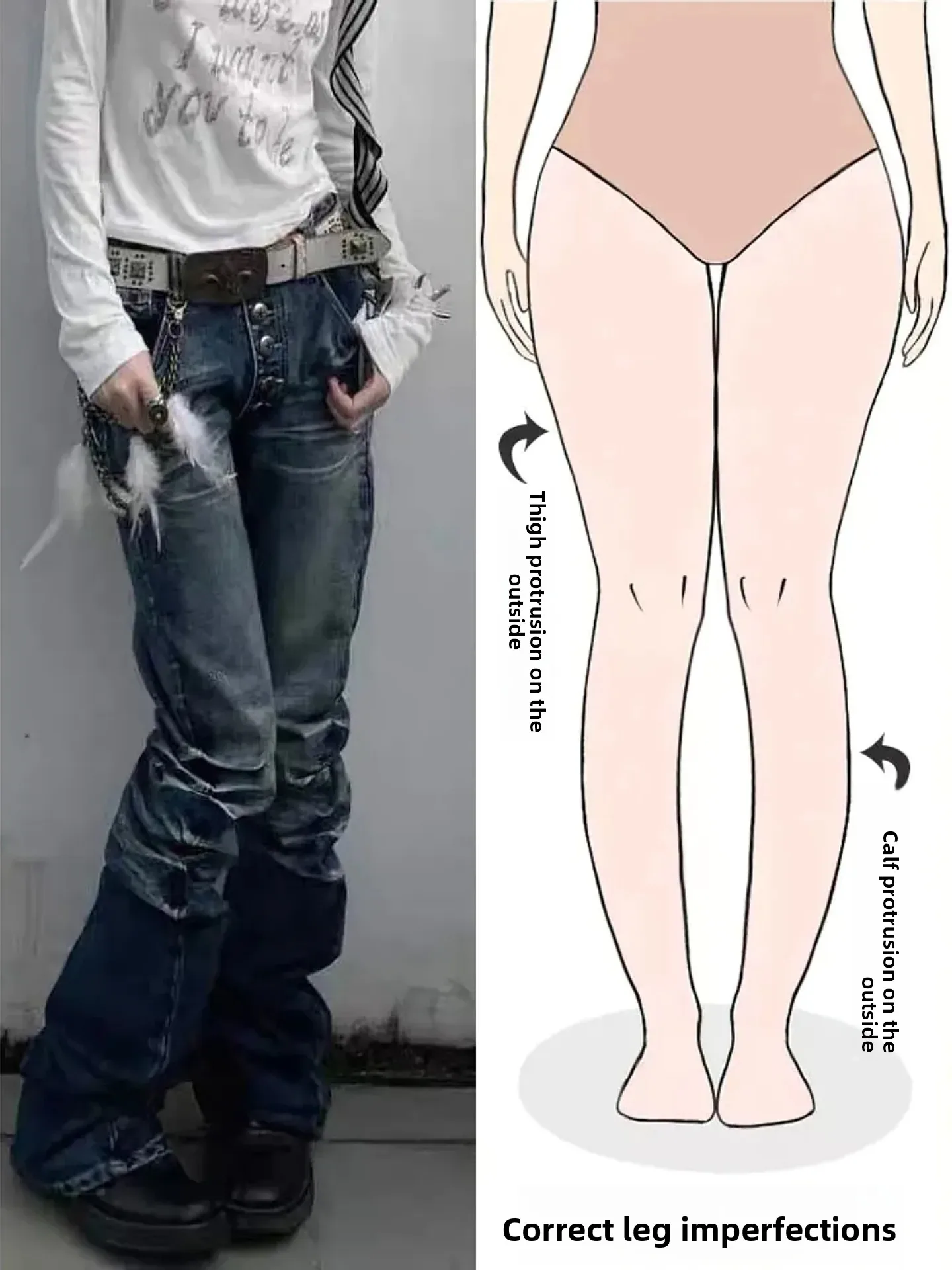 

High Waist A-Line Denim Jeans Women's Vintage Button Design Loose Slimming Knife Long Pants Straight Leg Casual Jeans