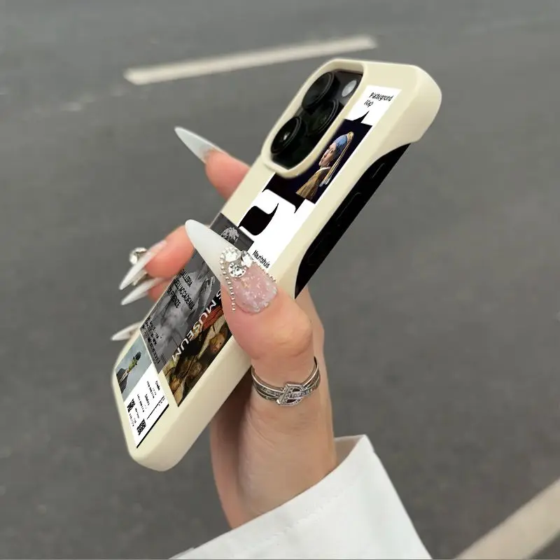Minimalist Label For IPhone 16 Case Half Pack Phone Shell For IPhone 15 14 13 12 11 Pro 15 16 Plus Silicone Anti Fall Back Cover
