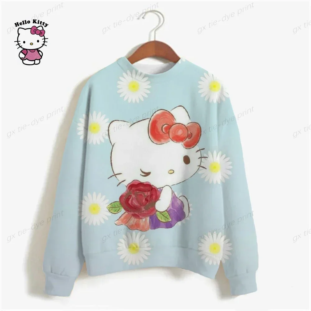 Harajuku Female Clothing Pullover Fashion Autumn And Winter HELLO KITTY Print Woman Hoodie Casual Women Long-sleeved Sweatshirt