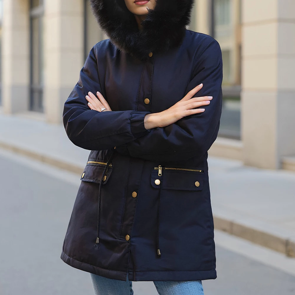 

Women's Autumn Spring Coats Fauxcollar Pockets Zipper Hooded Long Sleeve Single Breast Long Comfortable Long Coats