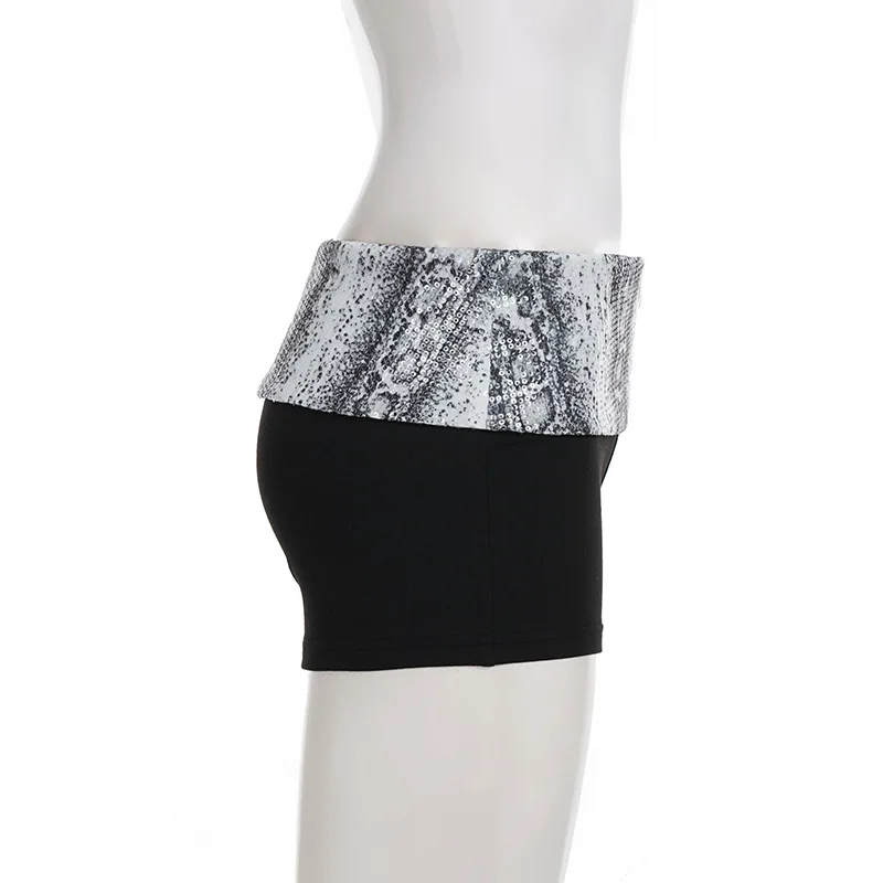 Sexy spicy girl style sequin patchwork knitted slim fit casual shorts women