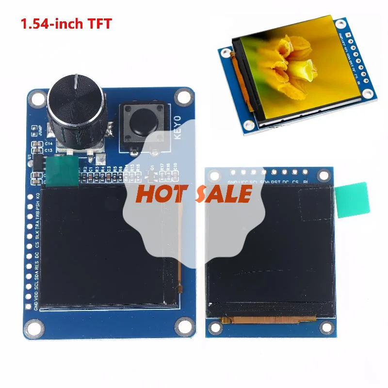 وحدة عرض TFT LCD 1.54 بوصة مع زر تشفير دوار EC11، واجهة IIC/I2C SPI 240x240 لـ Arduino ESP32 ESP8266 DIY #1