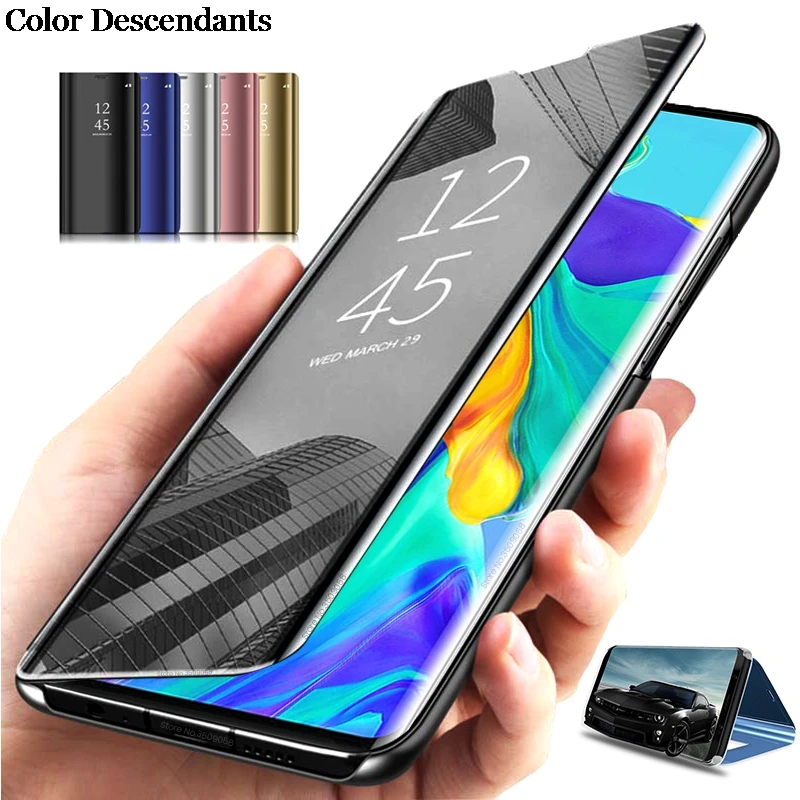 Smart Flip Phone Case For iPhone X XR XS SE 7 8 6 6S Plus 16 15 13 11 12 Pro Max 2020 Mirror Full Window Standing Holder Cover