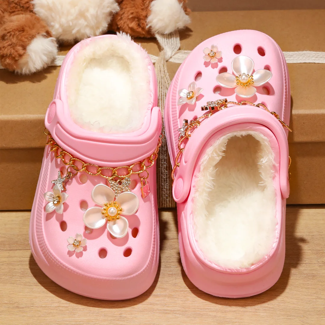 Kinder-Clogs und -Mules mit Fellfutter, leichte Garten-Schuhe mit Baumwollfutter, warme Hausschuhe für Jungen, Mädchen und Kleinkinder, 168. – Detail 13
