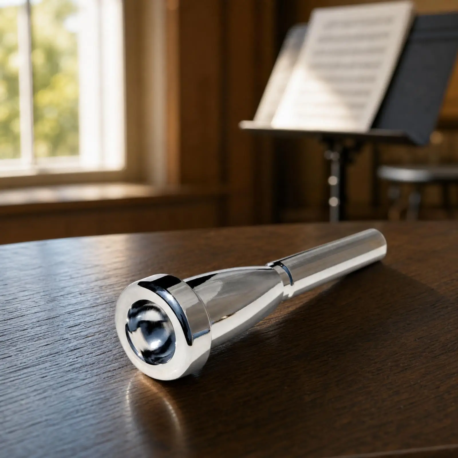 Professional Trumpet Mouthpiece for Standard Trumpet Silver Finish Copper Alloy Accessory with Rounded Rim and Cylindrical Shank