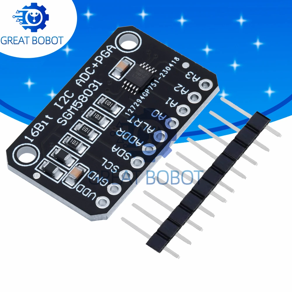 SGM58031 16-Bit High Precision ADC Development Board, 4-Channel I2C Data Acquisition Module Compatible for  Arduino