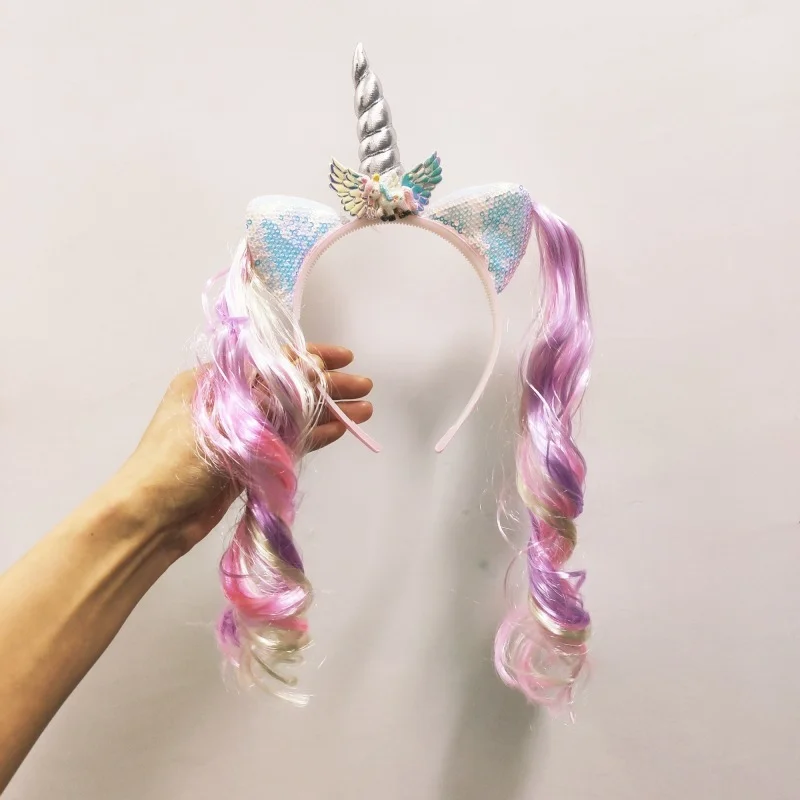 Unicorn 1st Birthday Girl Headband Baby Shower Party Cute Kids Hair Hoop Hairbands Accessories Unicorn Party Decor Headwear