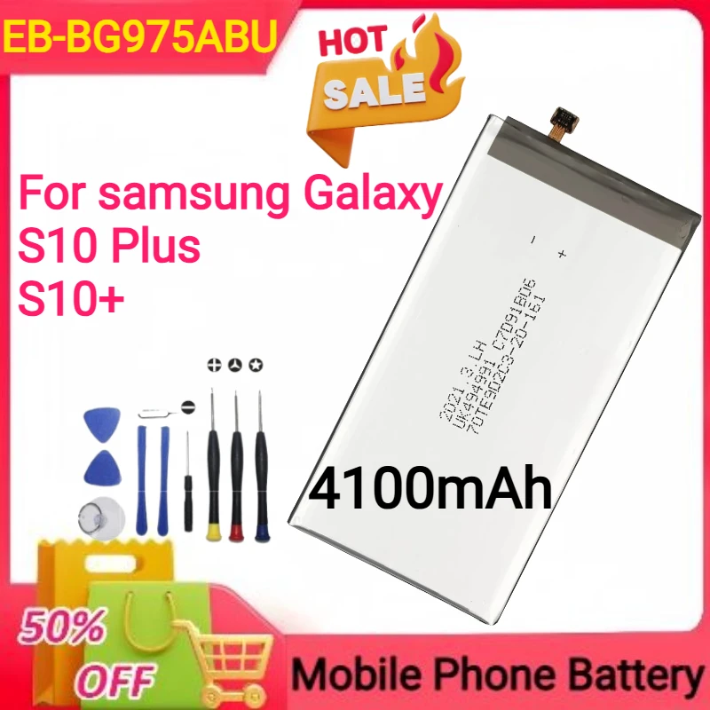 

4100mAh EB-BG975ABU for Samsung Galaxy S10 Plus S10+ G975F/DS G975U G975W G9750 for Sl0+Performanee Edition Mobile Phone Battery