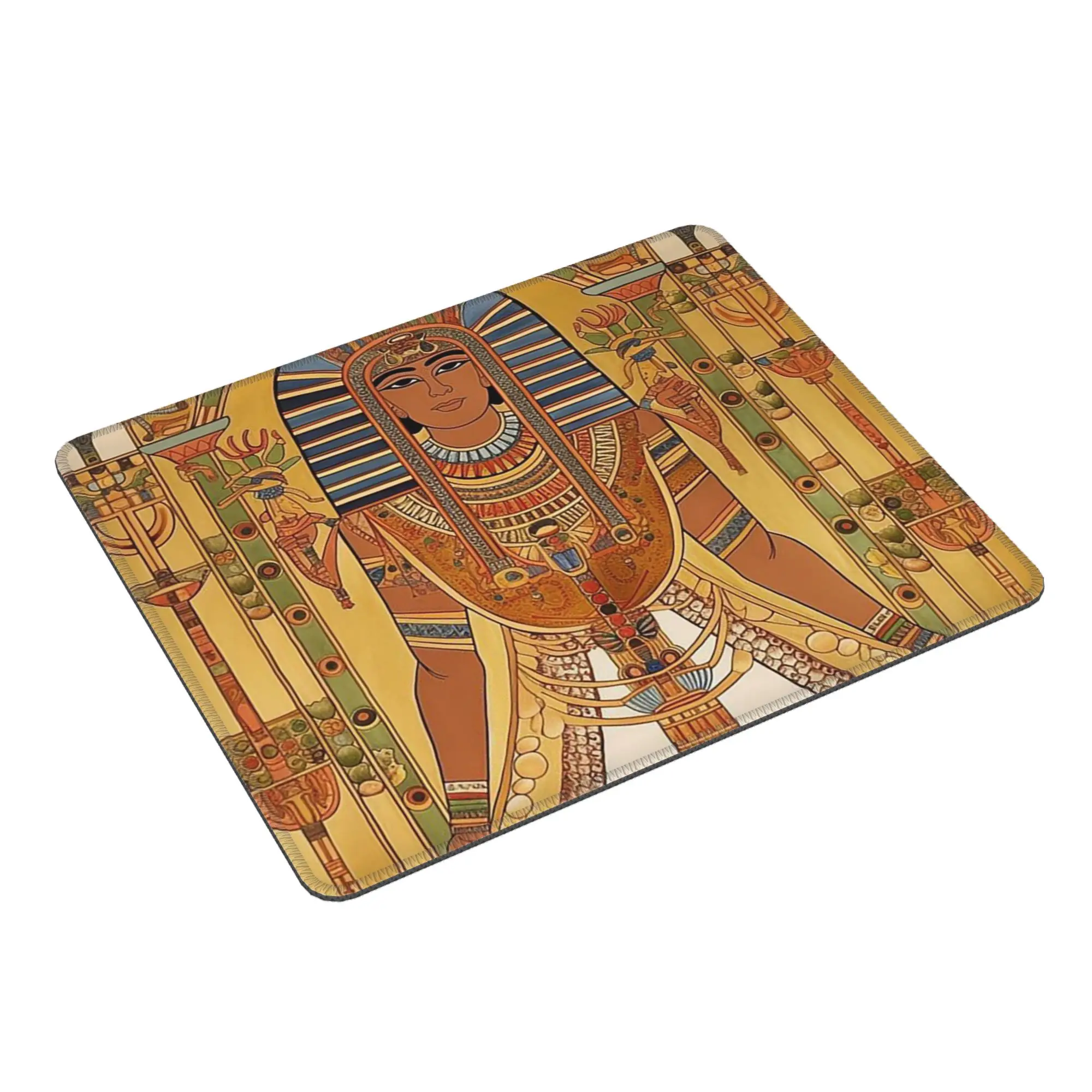 Egyptian Pharaoh With Golden Crown Illustration Mouse Pad Computer Keyboard Mouse Mat PC Laptop Desk Mat Accessories Table Mats