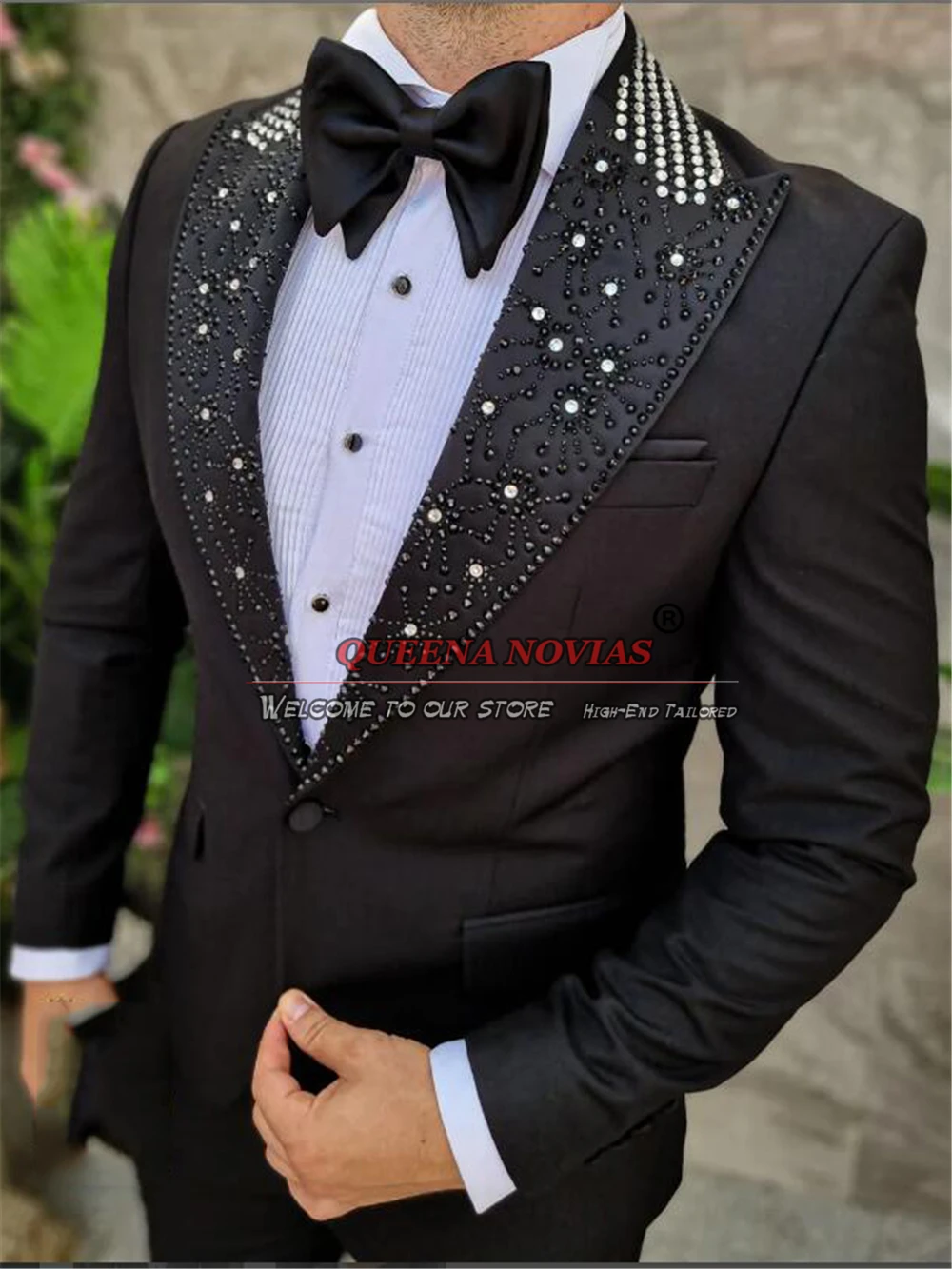 Luxury Boy's Suits For Wedding Crystals Beading Lapel Jacket Pants 2 Pieces Children Birthday Blazer Bespoke Kids Formal Dress