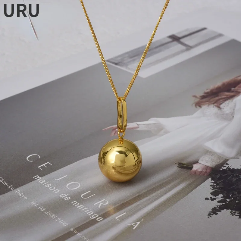 

Trendy Jewelry Shiny Smooth Round Ball Pendant Necklace For Women Girl Party Gift Accessories Hot Sale Elegant Temperament