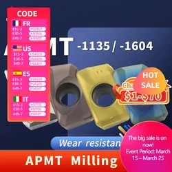 Apmt1135 apmt1604 h01 kt1505 yz6020 ferramenta de torneamento de carboneto inserir apmt face mill torno ferramentas de fresagem cnc cortador de fresagem cnc ferramentas