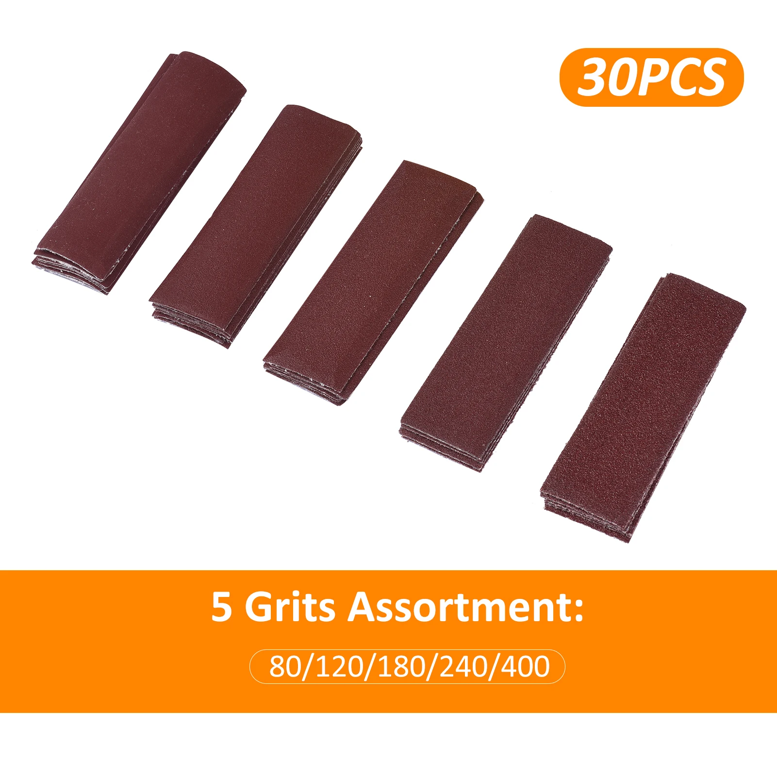 30 sztuk wkładek do szlifierki precyzyjnej, papier do mikro-szlifowania, mikro-szlifierka na palec do rękodzieła, różne gradacje ziarnistości 80/120/180/240