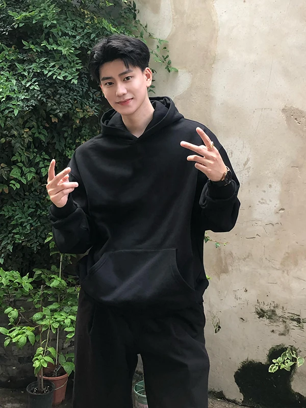 

Bla Boxy Hoodie Men's ort Hardwearing Autumn Jaet Cleanfit Heavyweight ort Coat Comfortable Loose Fit American Sle