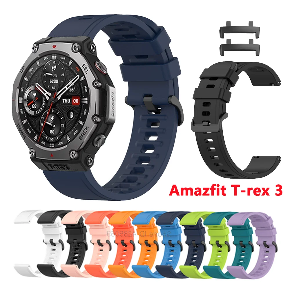 Silicone Strap For Amazfit T-rex 3 Smart Watch WristBand Connector Sport Band For Huami Amazfit T-rex 3 Bracelet Accessories