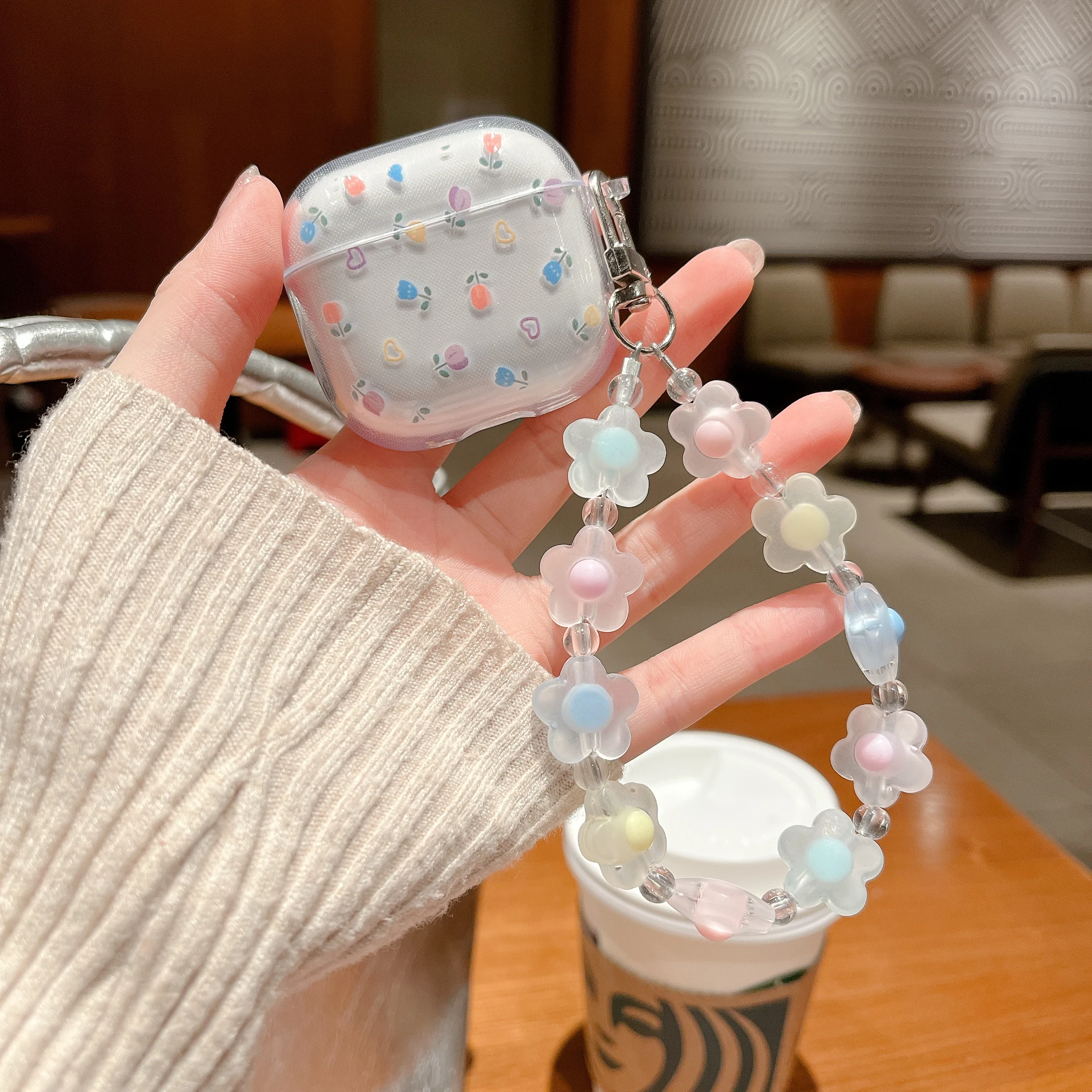For Airpods 1 2 3 4 Pro Pro 2 Pro 3 Case Rendering Badminton Flowers Stars 3D Dolls TPU Earphone Case Accessories Cover