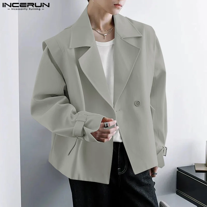 INCERUN top 2024 stile coreano moda nuovi uomini Solid Simple risvolto Design giacche cappotti Casual Streetwear All-match giacche S-5XL