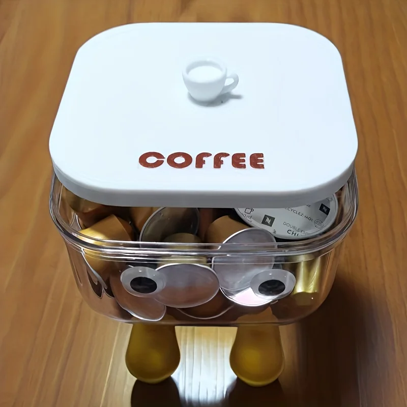 Large-capacity cute-shaped coffee capsule storage box, dual-use for desktop organization and decoration