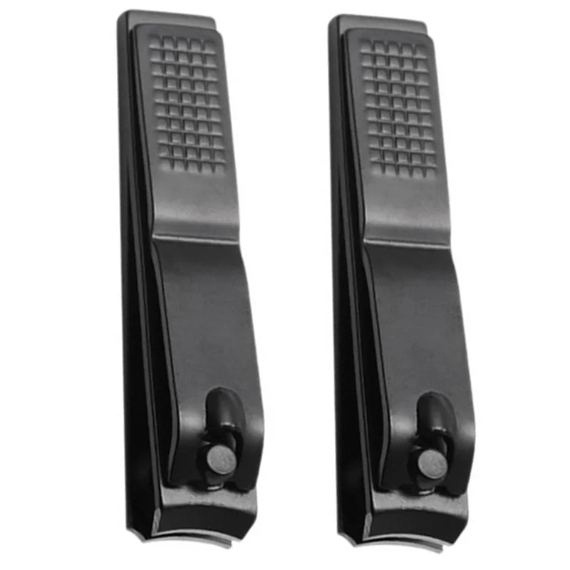 

-A94Z 2X Black Nail Clippers Stainless Steel Super Sharp Nails And Toenails Manicure Tool Flat Nose Nail Clippers S