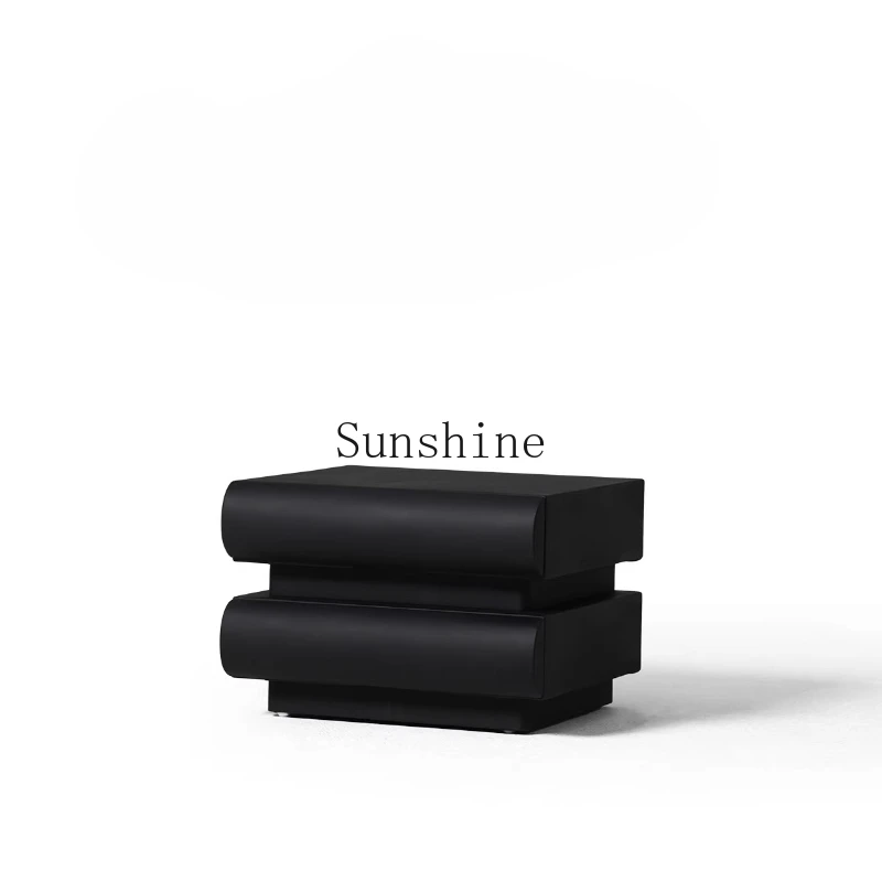 

Italian double bedside table light luxury matte leather household bedroom bedside storage side cabinet