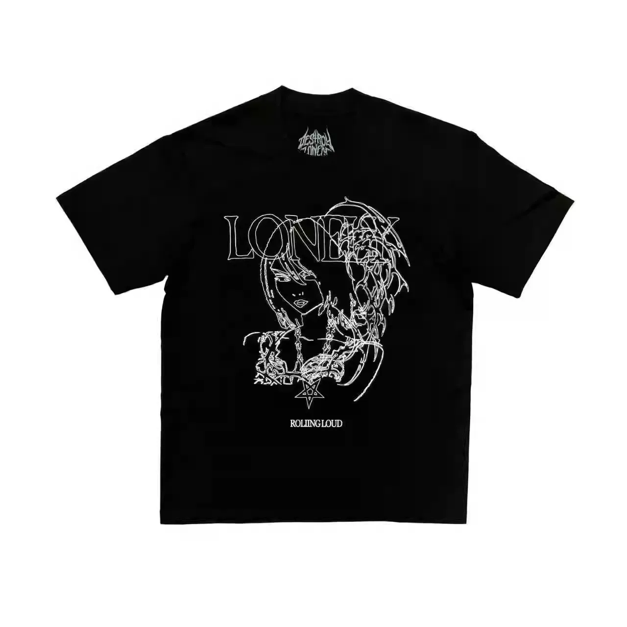 New Men Destroy Lonely Beauty Rolling Loud Merch T Shirts T-Shirt Hip Hop Skateboard Street Cotton T-Shirts Tee Top US size E163