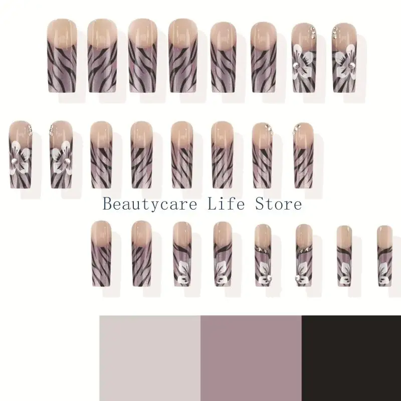 652C Coffin Press on Cats Eye Finino chiodo con luccichi disegni GUSE COPERCHI SULLA GLOSSA ACRILICA ACRILICA ALLOGI