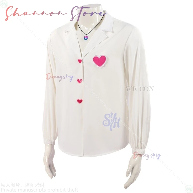 الرومانسية تأثيري Kpop شيطان ساجا بنين أنيمي كوسبرين أيدول فضفاضة تناسب الأبيض بأكمام طويلة الخامس الرقبة قميص القلب قلادة حفلة الهالوين #3