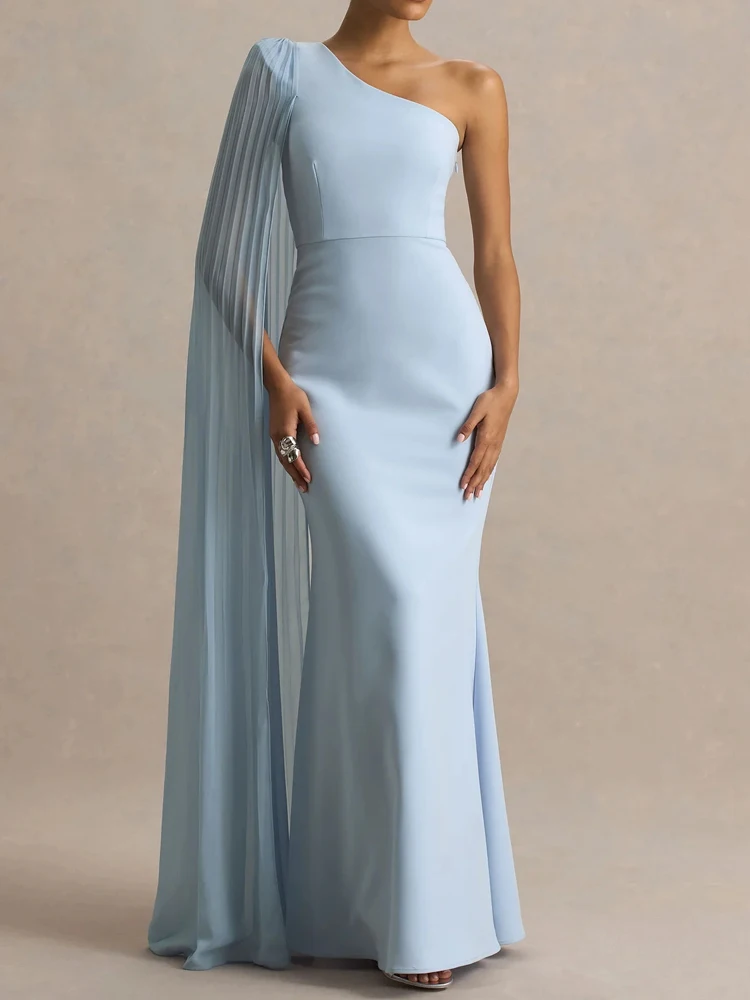 غير متناظرة قبالة الكتف عالية الخصر سليم صالح فستان طويل عطلة بلون فستان أنيق 2026 جديد الصيف المرأة مساء اللباس