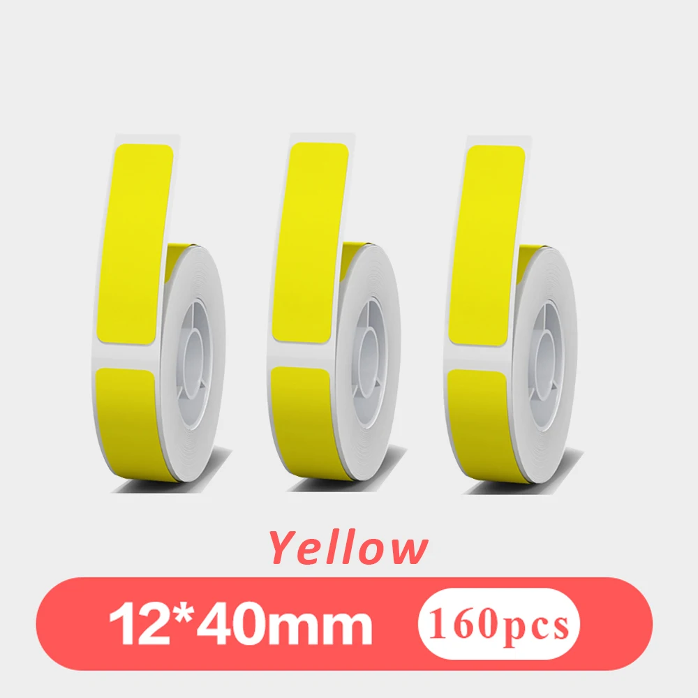 3pcs 12mmx40mm Yellow Gap Label Paper fit for P12 P15 Phomemo D30 Q30 Printer Waterproof Self Adhesive Thermal Printer Sticker