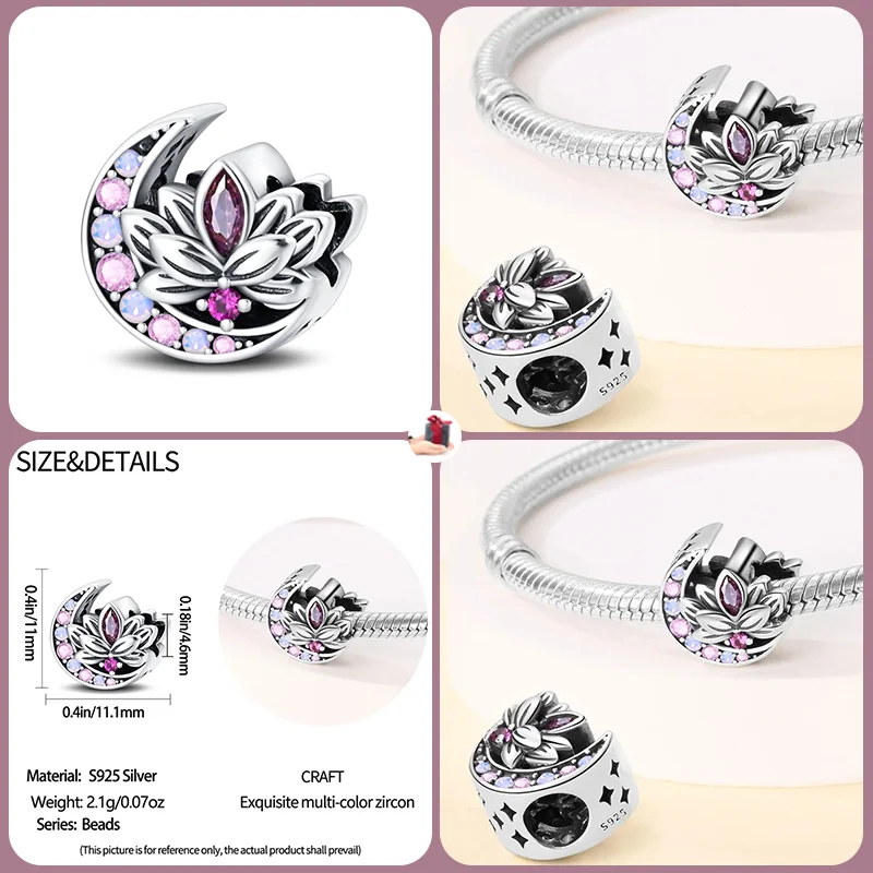 925 Sterling Silver Fashion Lotus Romantic Classic Series Charm Beads Suitable for Pandora Original Bracelet DIY Jewelry Gift