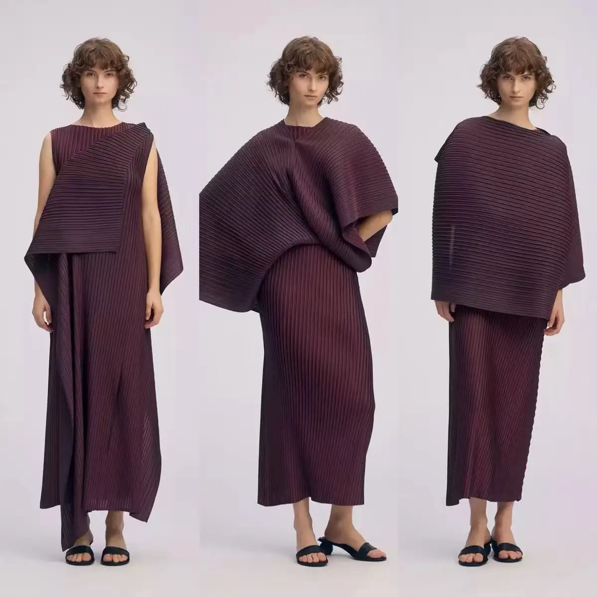 Japanese Style Sea Weed Pattern Dress Elegant Style Loose Fit Polyester Fiber round Neck No Sleeve Summer New Arrival