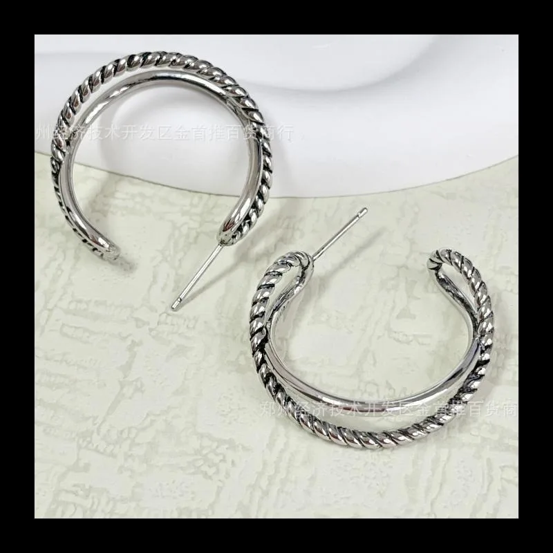 

Популярные C-образные серьги, двухслойные ретро-серьги DE59