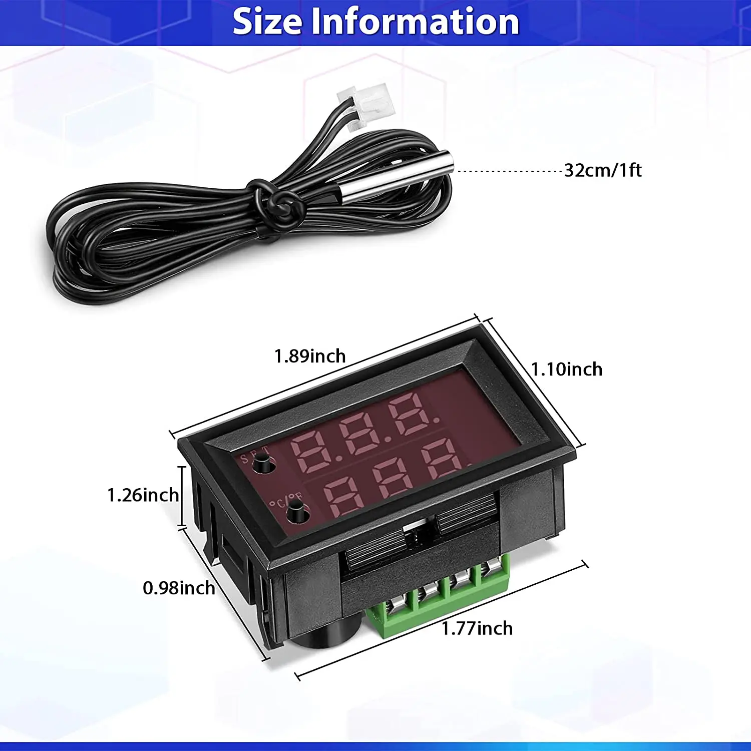 Digital LED DC 12V Electronic Temperature Controller Programmable NTC Waterproof Sensor W2809