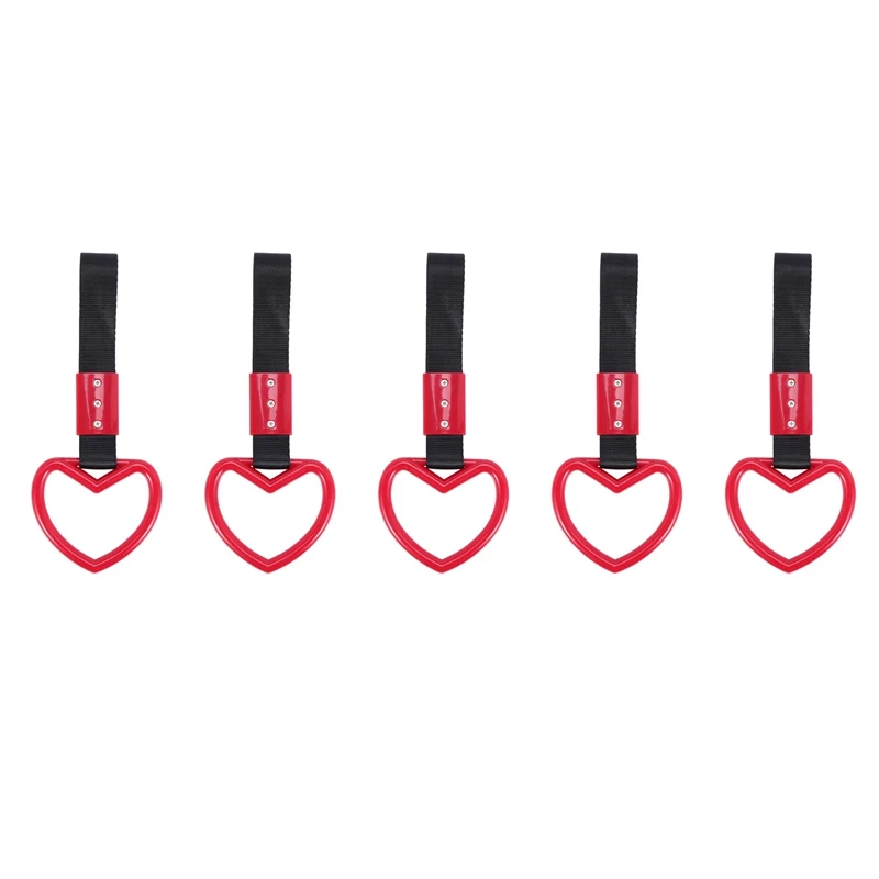 5X Heart Jdm Tsurikawa Ring For Subway Train Bus Handle Strap Charm Drift Universal